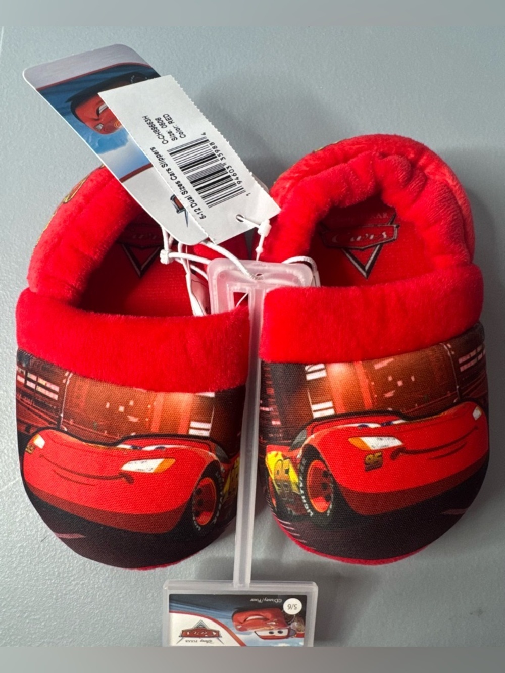 Disney Pixar Cars lightning mcqueen Red Plush Kids Slippers grip sole cozy warm